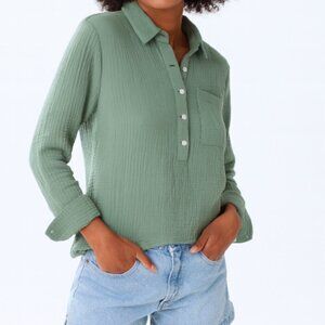 Alice Walk Preppy The Organic Cotton Cloud Triple Gauze Top Sage Green XS